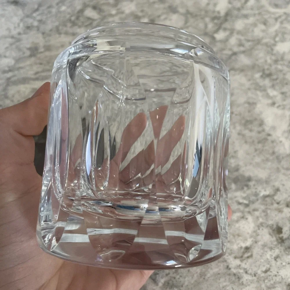 Lappas Hand Blown & Cut Crystal White Clear Glass Jar Heavy 4